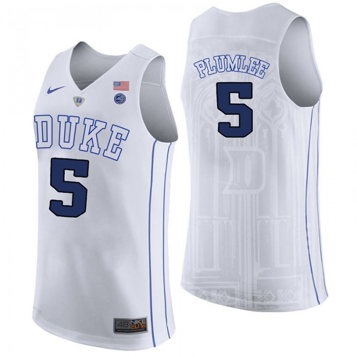 Male Mason Plumlee Duke Blue Devils White College Basketball Player Performance Jersey