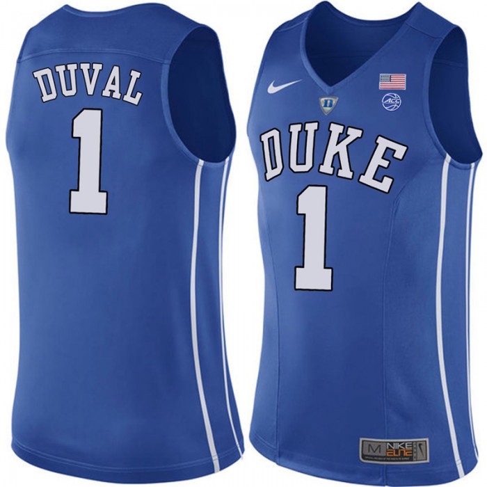 Male Trevon Duval Duke Blue Devils Royal College Basketball Player Performance Jersey