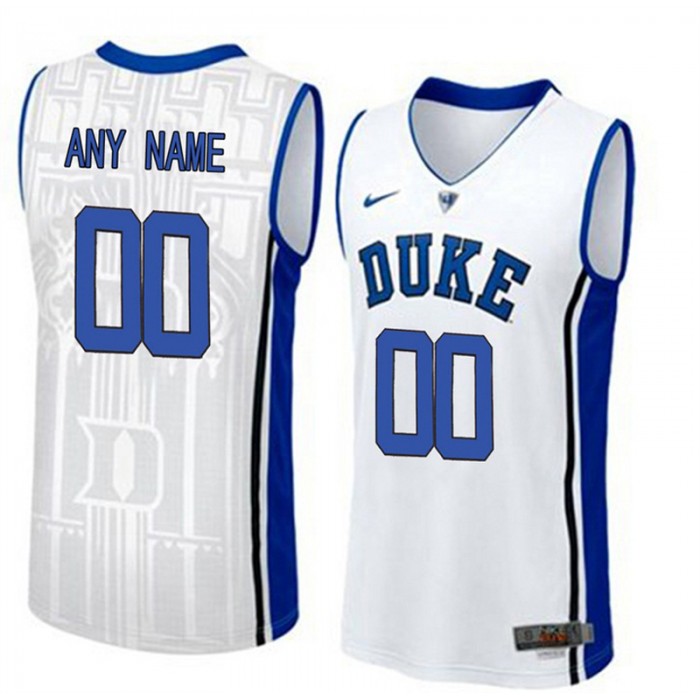 Male Duke Blue Devils White Authentic V-Neck Name And Number Customized Basketball Jersey