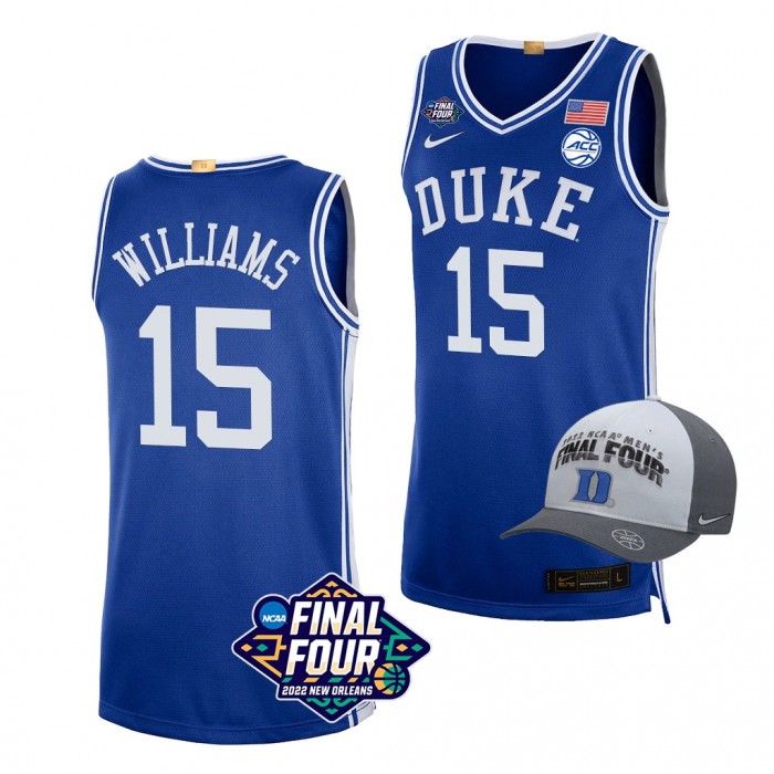 Mark Williams Duke Blue Devils 2022 March Madness Final Four Royal Basketball Jersey Free Hat