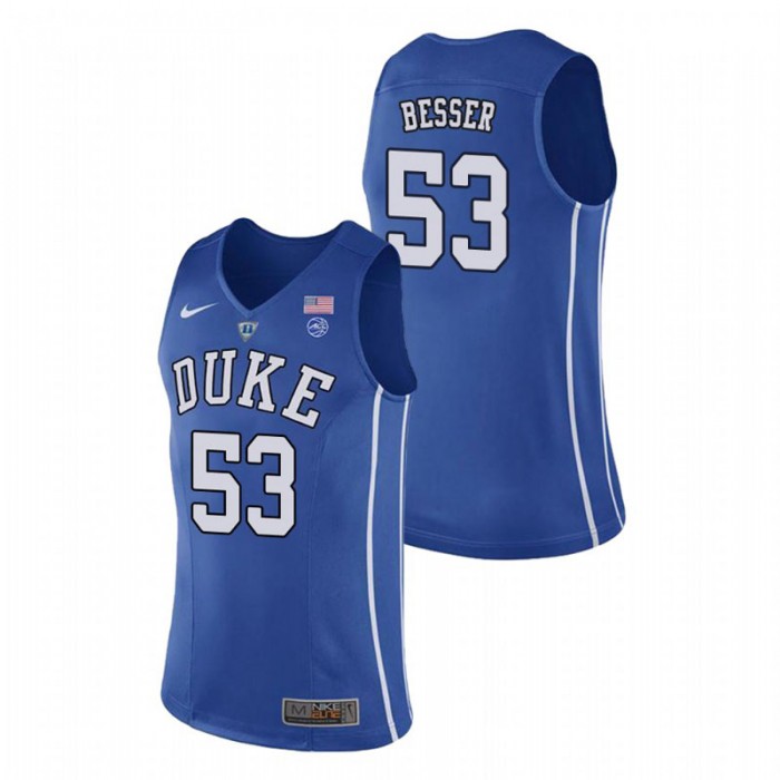 Duke Blue Devils College Basketball Royal Brennan Besser Authentic Performace Jersey For Men
