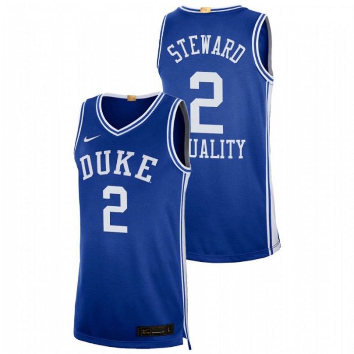 DJ Steward Duke Blue Devils Equality Social Justice Authentic Limited Basketball Blue Jersey For Men