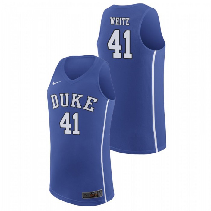 Duke Blue Devils College Basketball Royal Jack White Authentic Jersey For Men