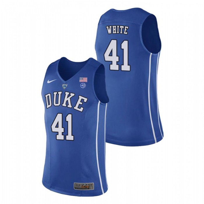 Duke Blue Devils College Basketball Royal Jack White Authentic Performace Jersey For Men