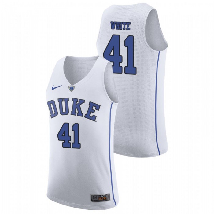 Duke Blue Devils College Basketball White Jack White Authentic Jersey For Men