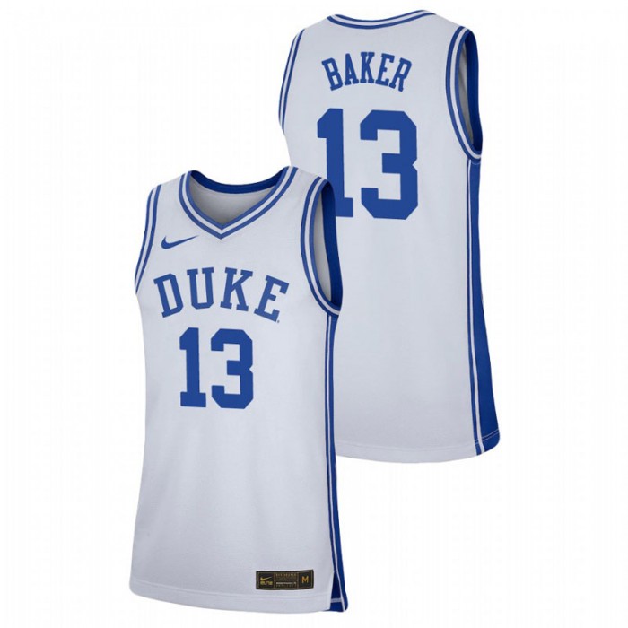 Duke Blue Devils Joey Baker Jersey Basketball White Replica For Men