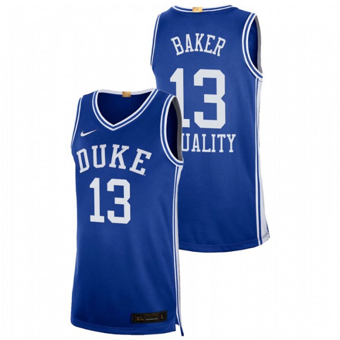 Joey Baker Duke Blue Devils Equality Social Justice Authentic Limited Basketball Blue Jersey For Men
