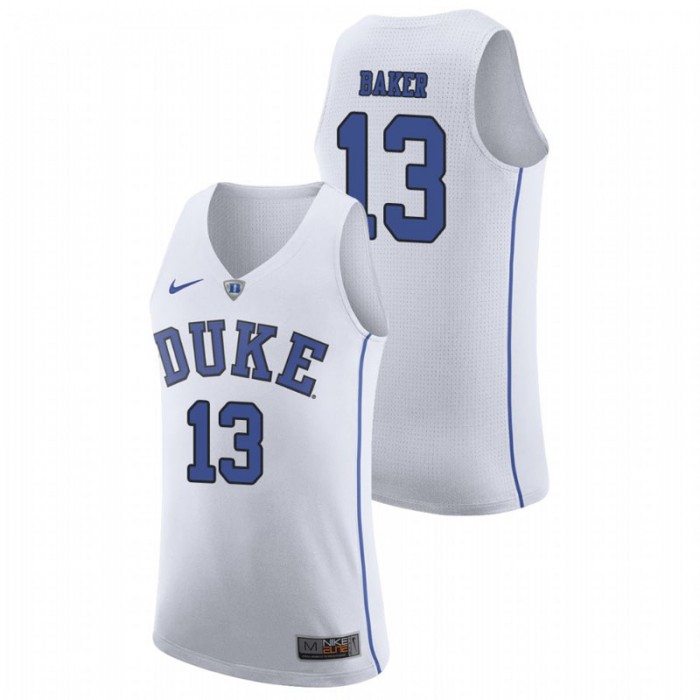Duke Blue Devils College Basketball White Joey Baker Authentic Jersey For Men