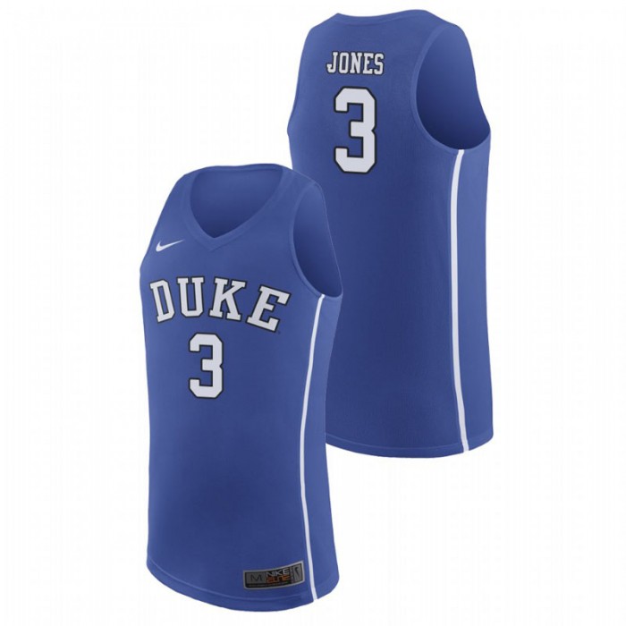 Duke Blue Devils College Basketball Royal Tre Jones Authentic Jersey For Men