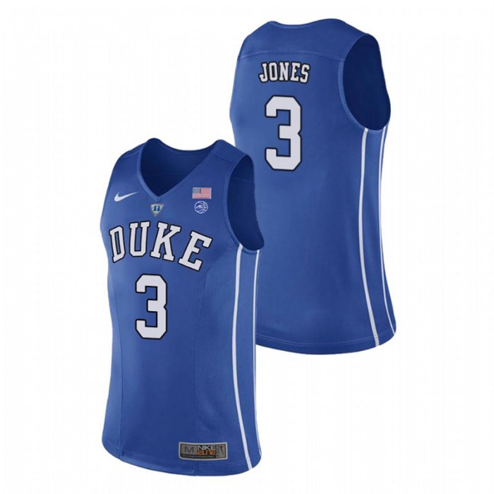 Duke Blue Devils College Basketball Royal Tre Jones Authentic Performace Jersey For Men