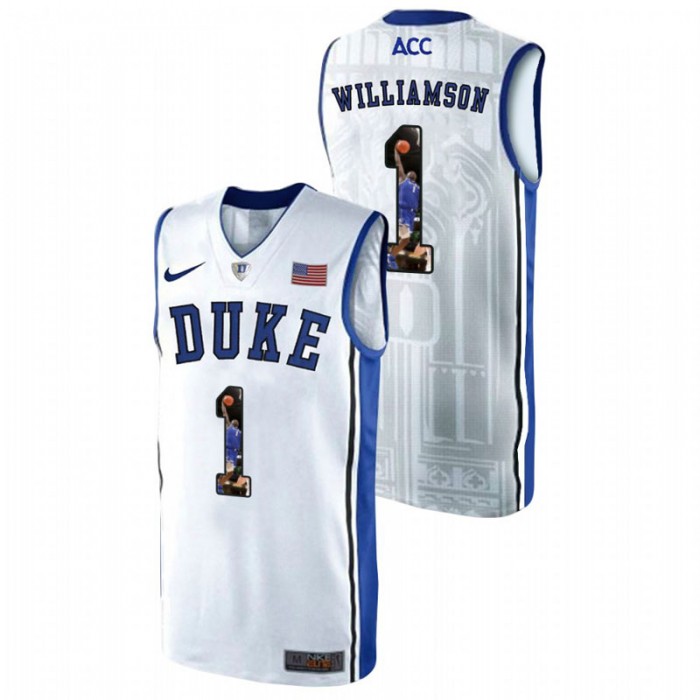Duke Blue Devils College Basketball White Zion Williamson Player Art Jersey For Men