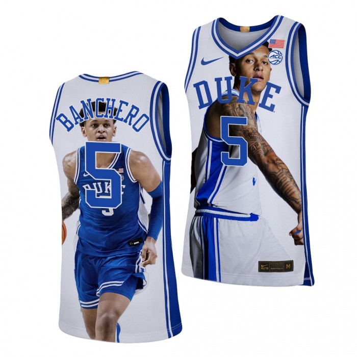 Paolo Banchero 2022 March Madness Highlights Duke Blue Devils #5 White Fashion Edition Jersey