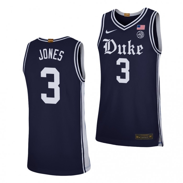 Duke Blue Devils Tre Jones #3 Jersey Navy Alternate Brotherhood Jersey-For Men
