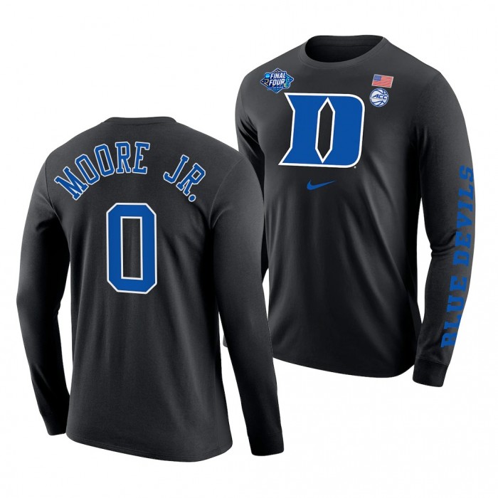 Duke Blue Devils Wendell Moore Jr. 2022 March Madness Final Four 0 Black Long Sleeve T-Shirt