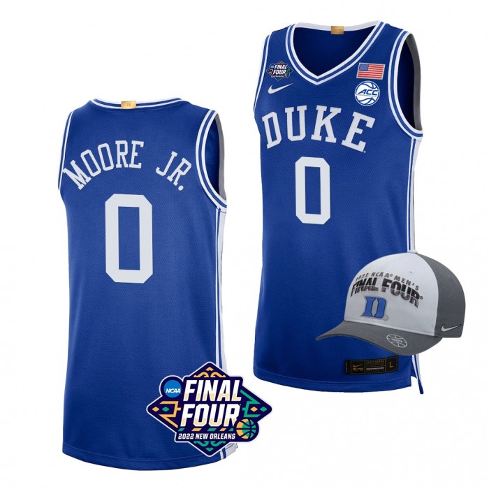 Wendell Moore Jr. Duke Blue Devils 2022 March Madness Final Four Royal Basketball Jersey Free Hat