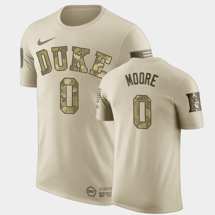 Duke Blue Devils Wendell Moore Oatmeal Performance OHT Military Appreciation NCAA Basketball T-Shirt