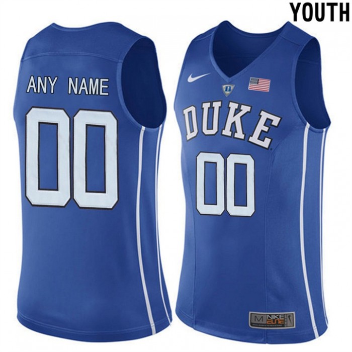 Youth Duke Blue Devils Royal Authentic Name And Number Customized Basketball Jersey