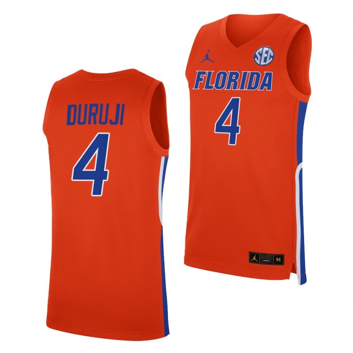 Florida Gators Anthony Duruji #4 Orange Replica Jersey 2021-22 College Basketball