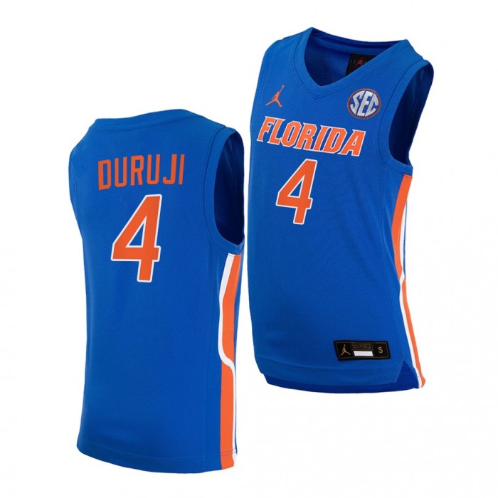 Anthony Duruji #4 Florida Gators 2021-22 College Basketball Replica Royal Jersey