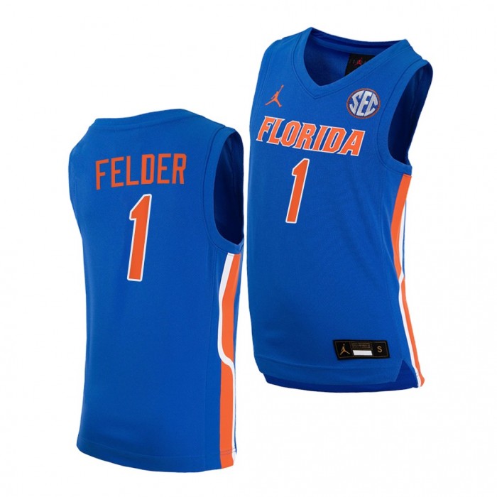 C.J. Felder #1 Florida Gators 2021-22 College Basketball Replica Royal Jersey