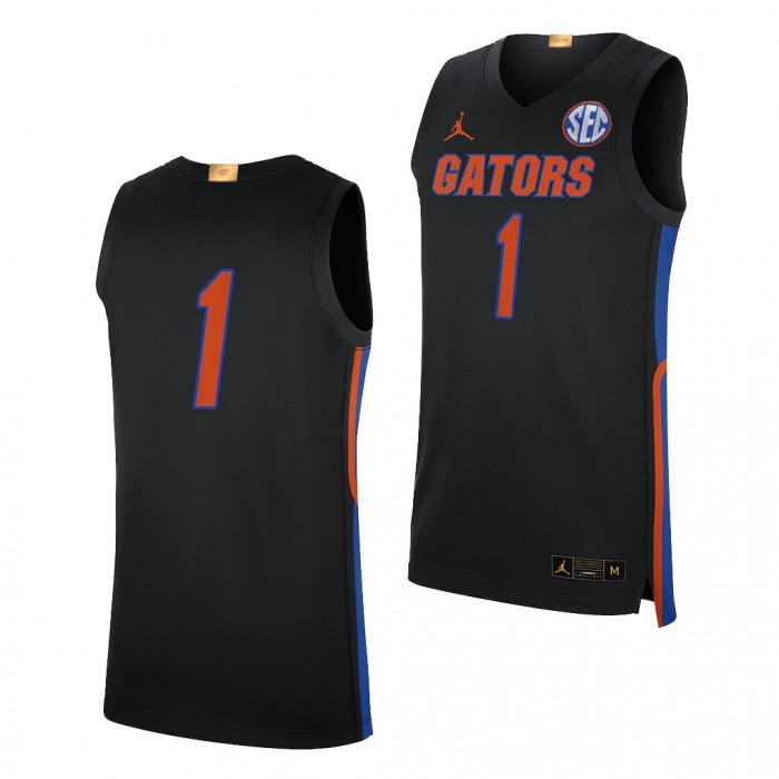 Florida Gators #1 Black College Basketball Jersey 2021-22 Elite Limited