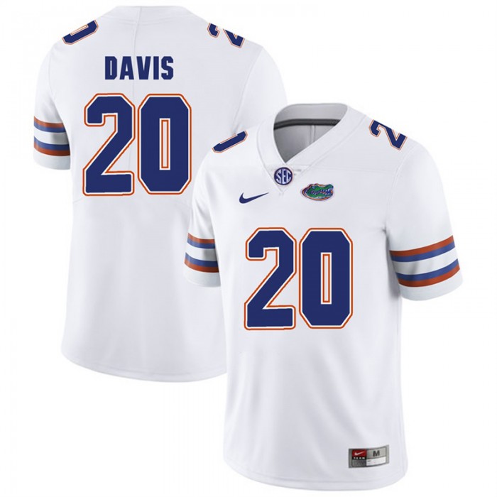 Florida Gators #20 White College Football Malik Davis Player Performance Jersey
