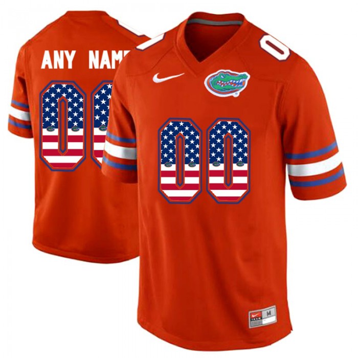 Male Florida Gators #00 Orange Custom College Football Limited Jersey US Flag Fashion