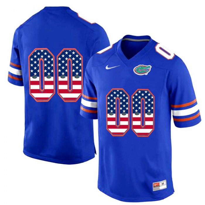 Male Florida Gators #00 Royal Blue Custom College Football Limited Jersey US Flag Fashion
