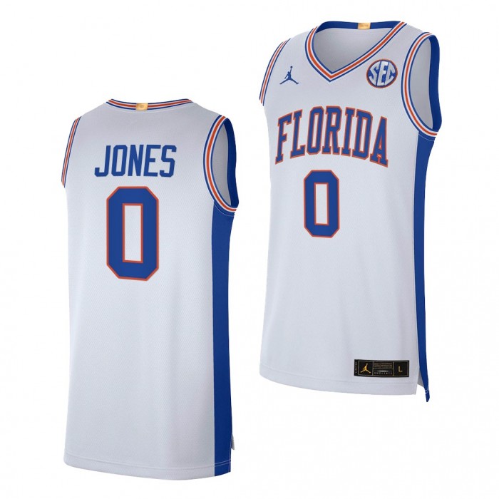 Myreon Jones #0 Florida Gators 2021-22 Elite Limited College Basketball White Jersey