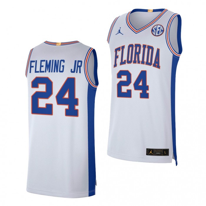 Phlandrous Fleming Jr. #24 Florida Gators 2021-22 Elite Limited College Basketball White Jersey
