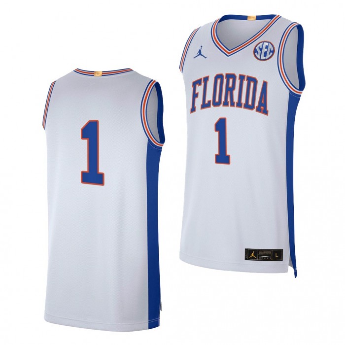 #1 Florida Gators 2021-22 Elite Limited College Basketball White Jersey