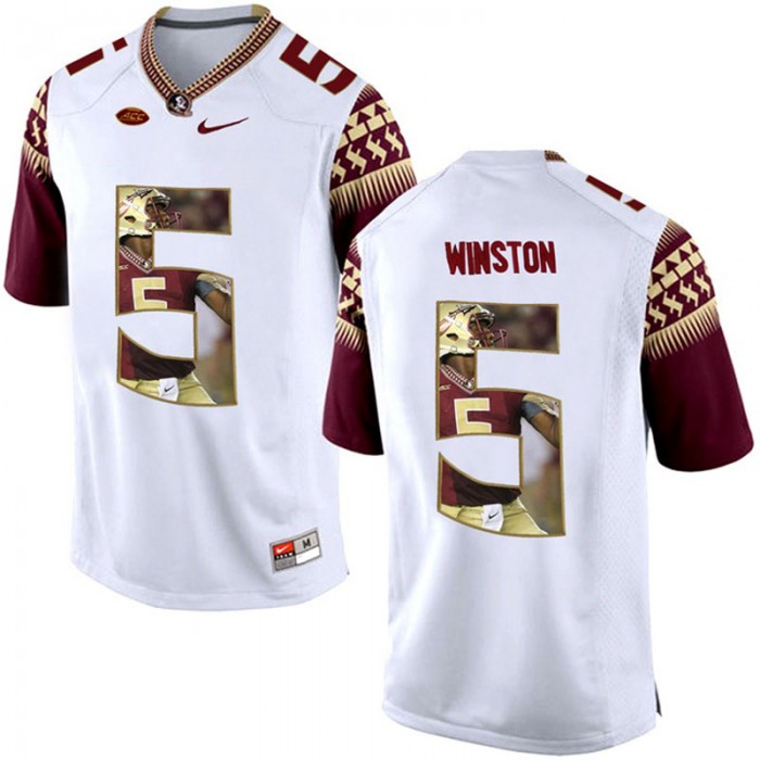Florida State Seminoles Jameis Winston White NCAA Football Limited Jersey Printing Player Portrait