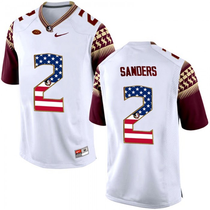 2017 US Flag Fashion Male Florida State Seminoles Deion Sanders White College Football Limited Jersey