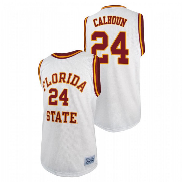 Florida State Seminoles Sardaar Calhoun Basketball Original Retro Jersey White For Men