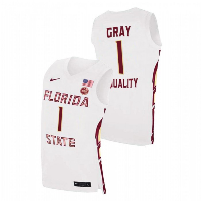 Florida State Seminoles Raiquan Gray Jersey College Basketball White Equality Men