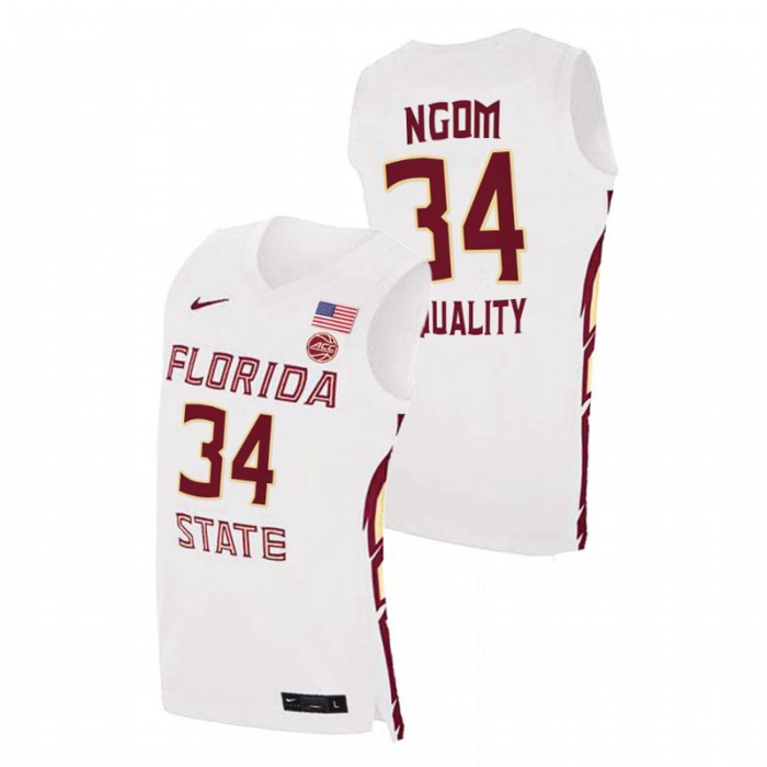 Florida State Seminoles Tanor Ngom Jersey College Basketball White Equality Men