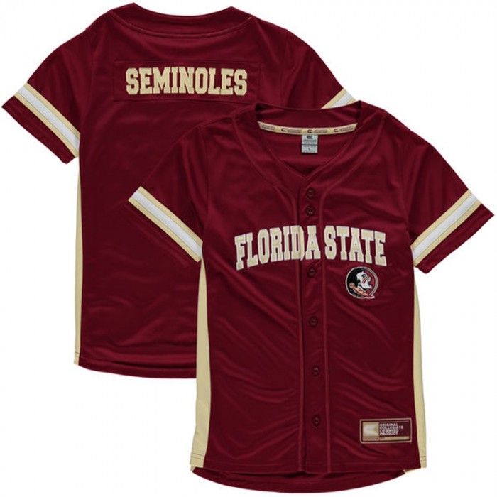 Youth Florida State Seminoles Garnet Button-Up Strike Zone Baseball Jersey