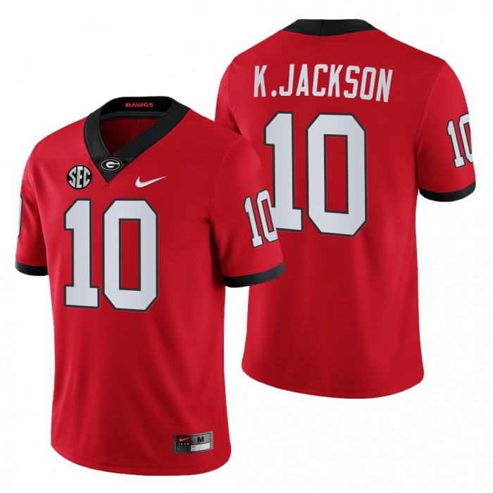 Georgia Bulldogs Kearis Jackson Block Number Font Jersey #10 Red 2022 Chick-Fil-A Uniform