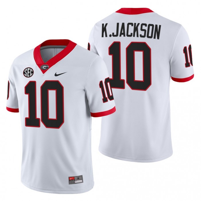 Georgia Bulldogs Kearis Jackson Block Number Font Jersey #10 White 2022 Football Uniform