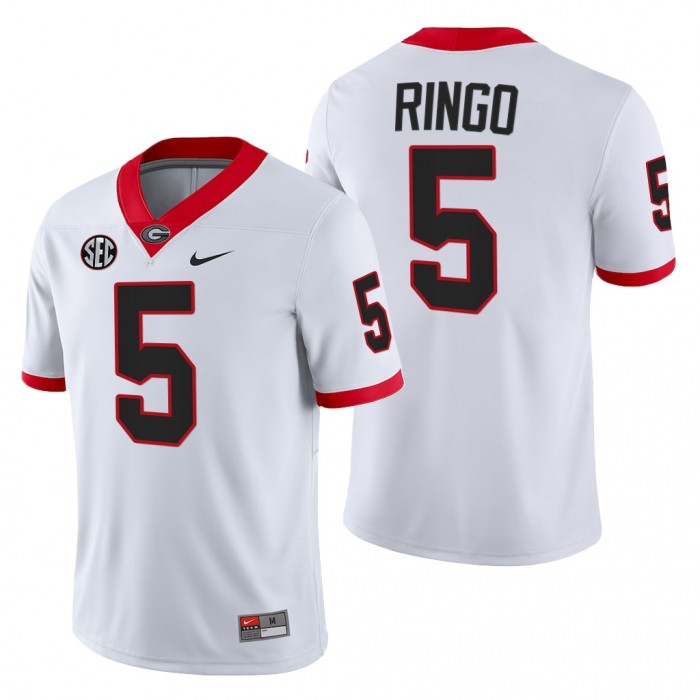 Georgia Bulldogs Kelee Ringo Block Number Font Jersey #5 White 2022 Football Uniform
