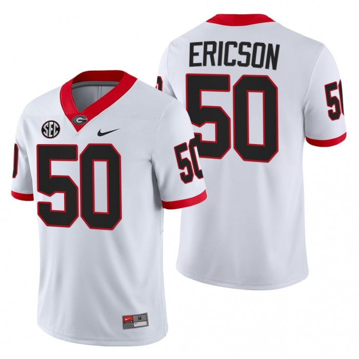 Georgia Bulldogs Warren Ericson Block Number Font Jersey #50 White 2022 Football Uniform