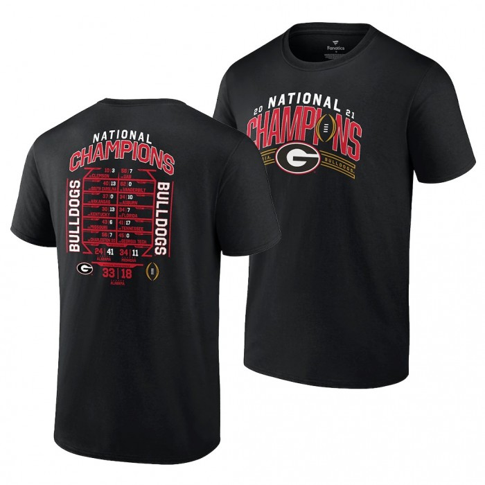 Georgia Bulldogs Black 2021 CFP National Champions Schedule T-Shirt Men