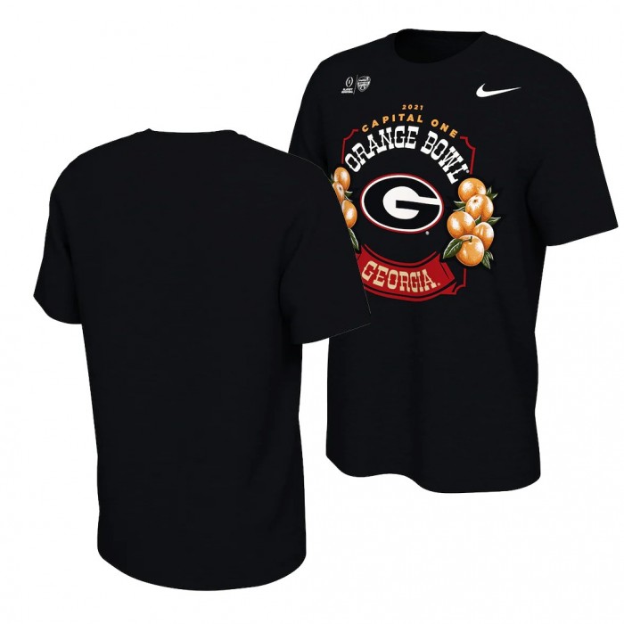 Georgia Bulldogs Black 2021 Orange Bowl College Football Playoff T-Shirt Men
