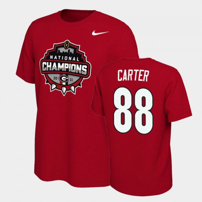 Men's Georgia Bulldogs 2021 National Champions #88 Jalen Carter Red Celebration T-Shirt