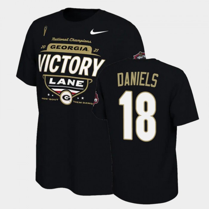 Men's Georgia Bulldogs 2021 National Champions #18 JT Daniels Black Locker Room T-Shirt