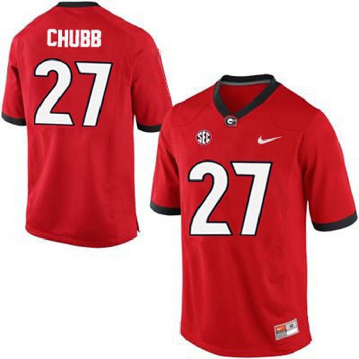 Georgia Bulldogs #27 Nick Chubb Red Football For Men Jersey