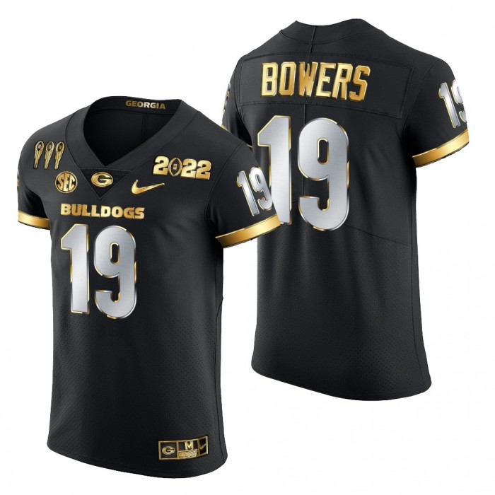 Brock Bowers #19 Georgia Bulldogs Black 3X CFP National Champions Jersey Golden Limited