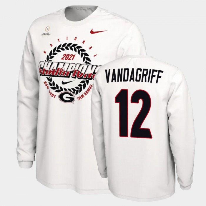 Men's Georgia Bulldogs 2021 National Champions Brock Vandagriff White Expression T-Shirt