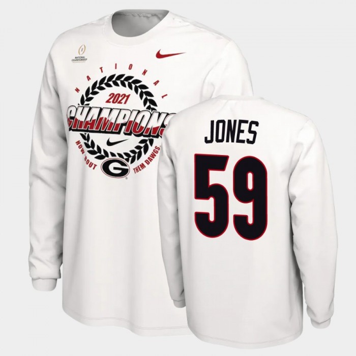 Men's Georgia Bulldogs 2021 National Champions Broderick Jones White Expression T-Shirt