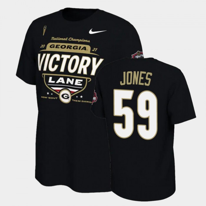 Men's Georgia Bulldogs 2021 National Champions Broderick Jones Black Locker Room T-Shirt